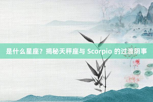是什么星座？揭秘天秤座与 Scorpio 的过渡阴事