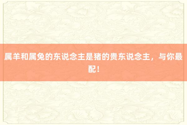 属羊和属兔的东说念主是猪的贵东说念主，与你最配！