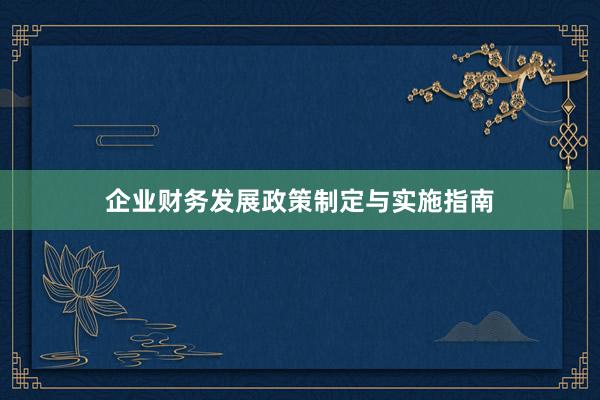 企业财务发展政策制定与实施指南