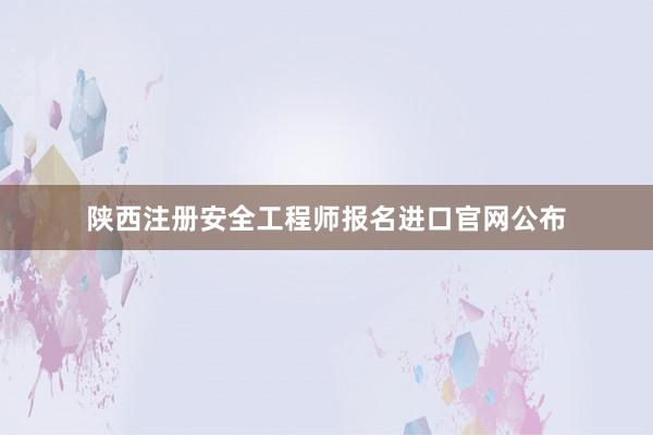 陕西注册安全工程师报名进口官网公布