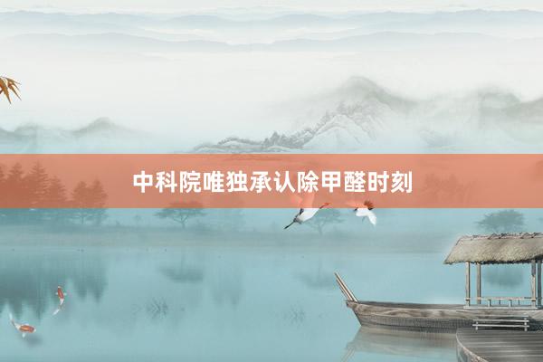 中科院唯独承认除甲醛时刻